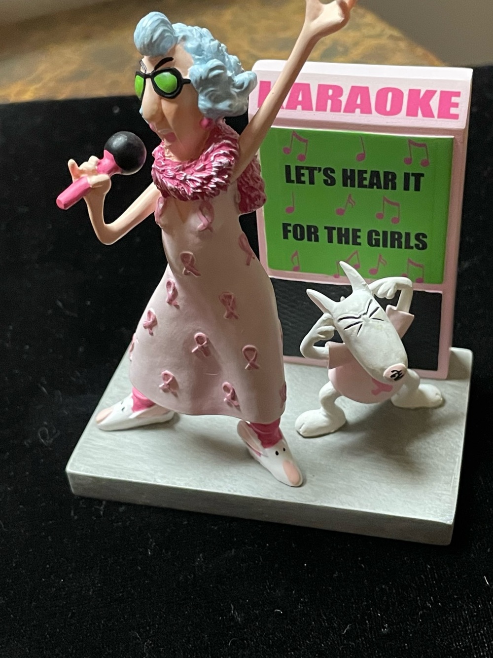 Hallmark Pink Karaoke Maxine Figurine with Dog Companion